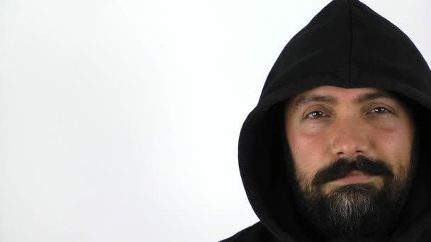 Man With Hood on White Background - Footage, Video