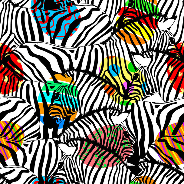 Zebra renkli Paskalya yumurtaları ile seamless modeli. Vahşi hayvan tasarım moda kumaş dokusu, illüstrasyon. - Vektör, Görsel