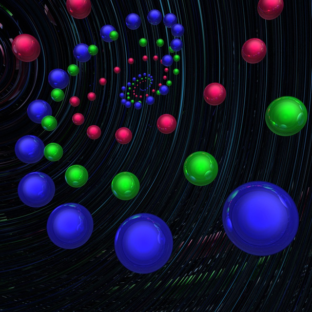 Color spheres in a spiral - Foto, Imagen