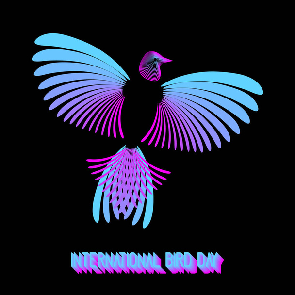 Ημέρα διεθνούς πουλιών. Ουράνιο τόξο πουλί - Διάνυσμα, εικόνα