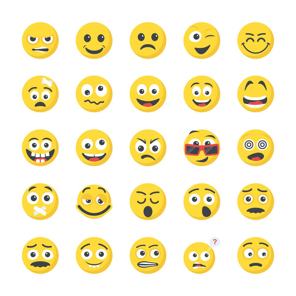 Smileys Flat Icons Collection - Vector, Image
