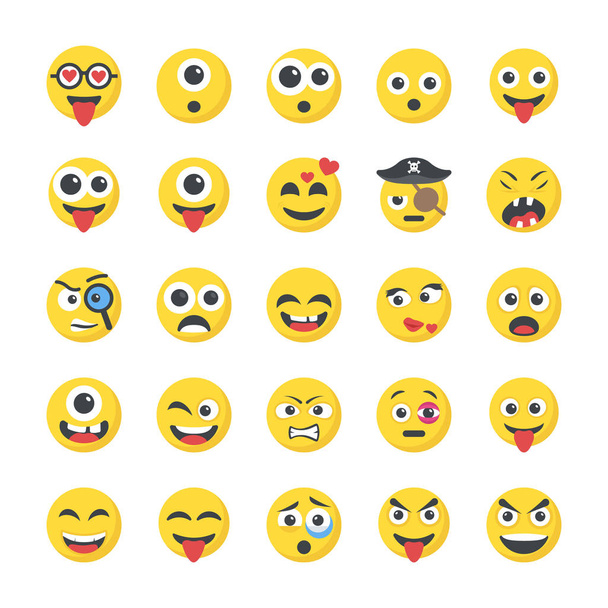 Smileys Flat Vector Icons  - Vector, Image