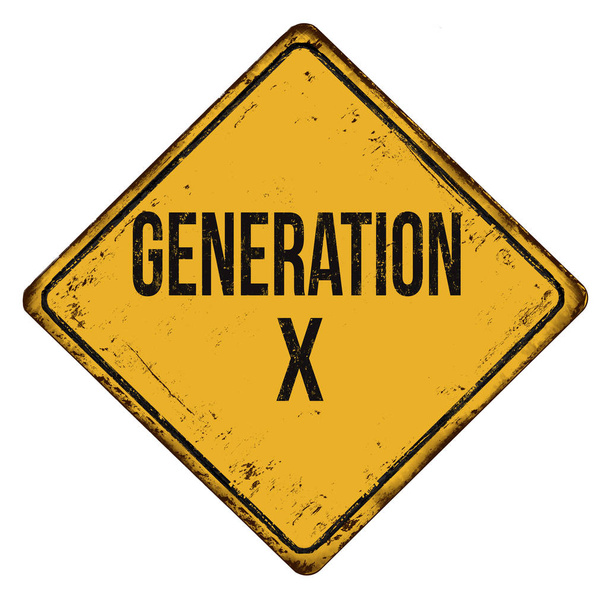 Generation X vintage paslı metal işareti - Vektör, Görsel