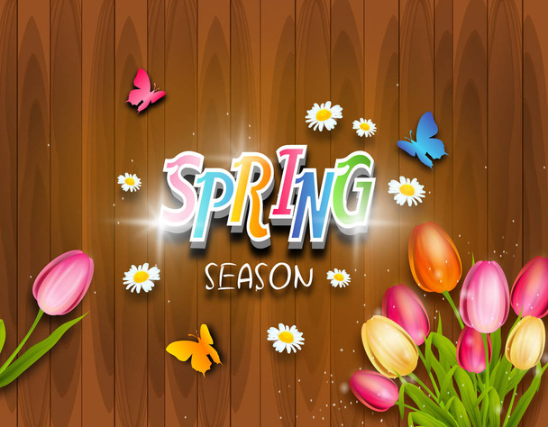 lente achtergrond met tulpen - Foto, afbeelding