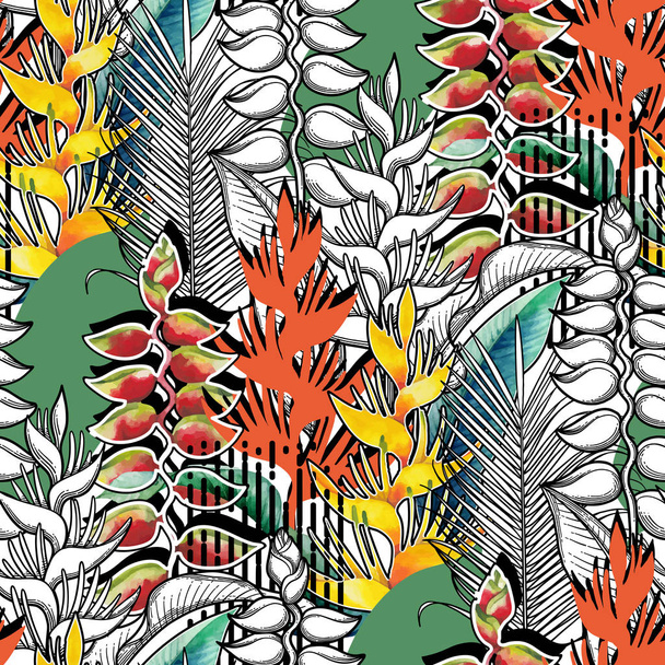 Combined heliconia pattern - Vector, Image