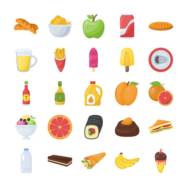 Pacote de ícones de alimentos e bebidas
  - Vetor, Imagem