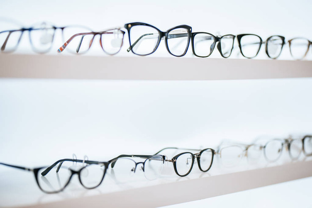 Eye glasses in ophthalmology clinic - Foto, imagen