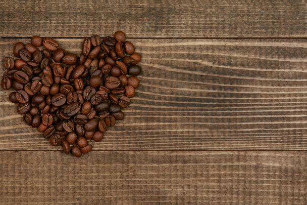 Coffee Heart On Wooden Table - Foto, Imagem
