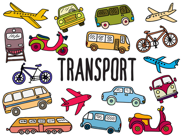 doodle set with transport - Vector, Image