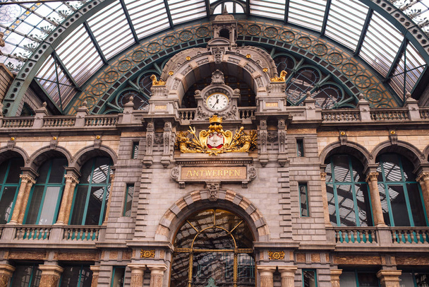 hall of the famous restored Antwerp Central railway station, Belgium - Photo, Image