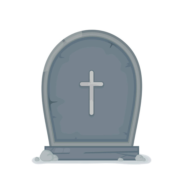 Old gravestone with cracks. Vector flat  - Vector, Image