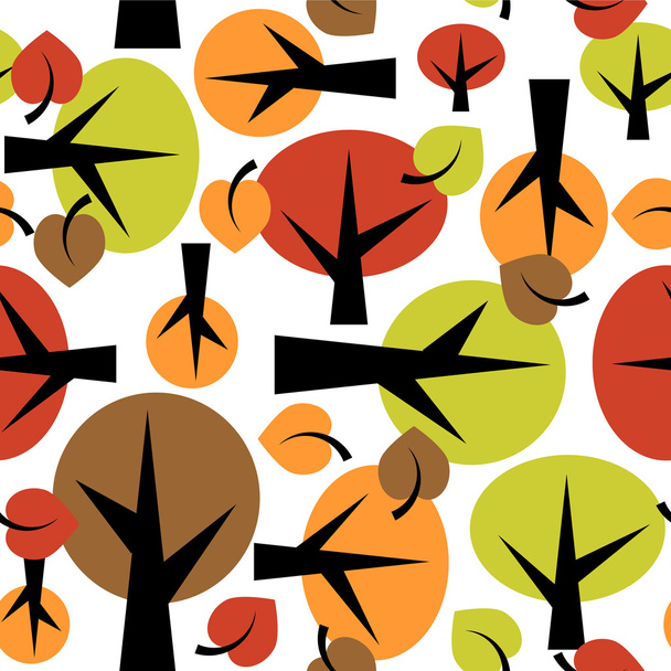 Seamless pattern with cute trees - Vector, Image