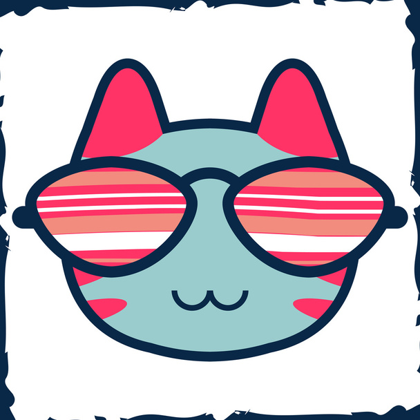 Aranyos cica fejét szemüveg - Vektor, kép