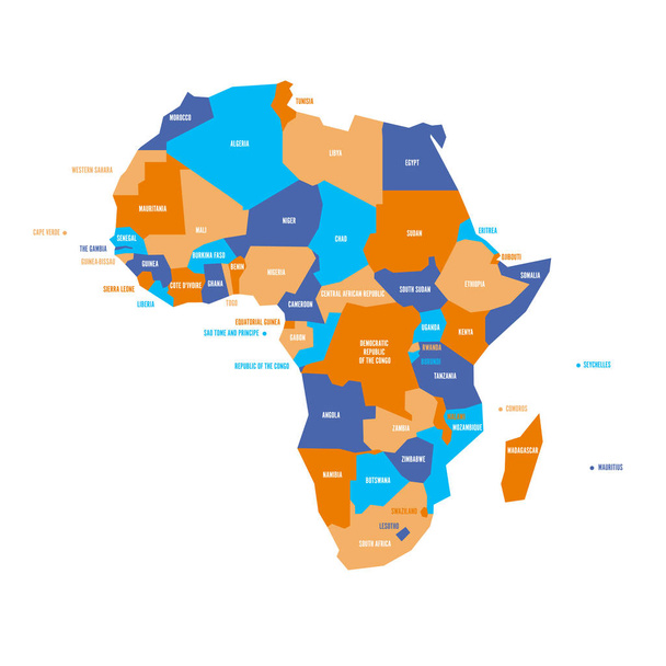 Mapa político infográfico muy simplificado de África. Ilustración simple vector geométrico - Vector, imagen
