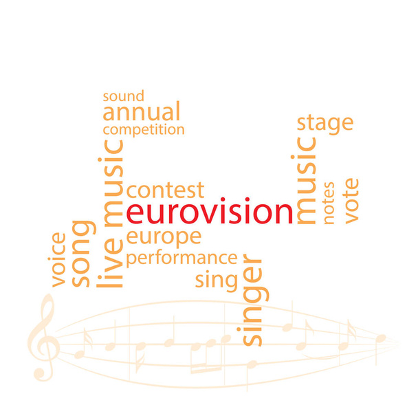 Vektor-Wortcollage in orange - Eurovision Song Contest - Vektor, Bild