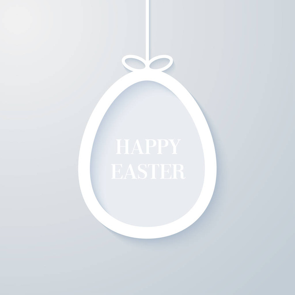 Easter greeting card with hanging paper egg. - Vetor, Imagem