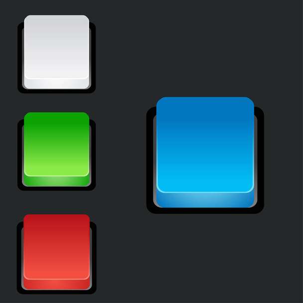 Set of blank colorful 3d square buttons - Vetor, Imagem