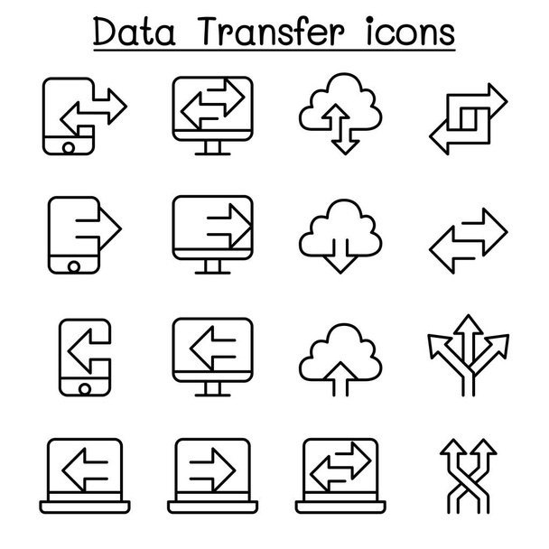 Icône de transfert de données informatiques dans un style de ligne mince
 - Vecteur, image