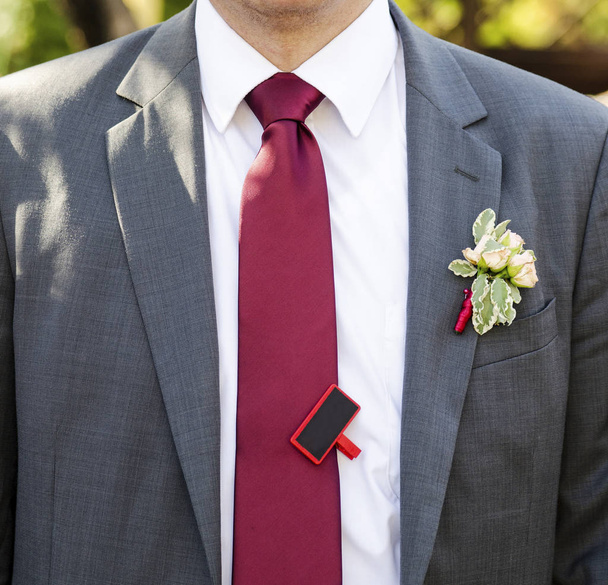 groom in jacket with boutonniere - Photo, Image