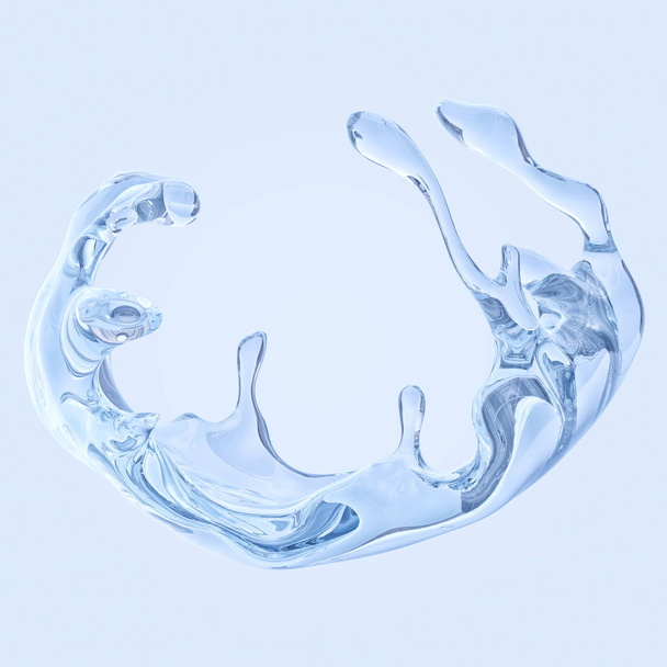 Su sıçrama izole Su damlacıkları ile. 3D çizim - Fotoğraf, Görsel