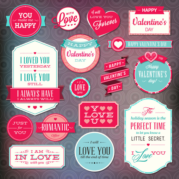 Set of stickers and badges for Valentine`s day - Vector, Image