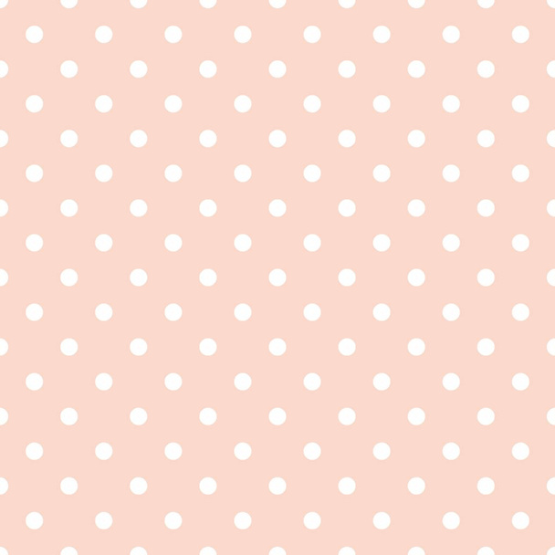 Tile vector pattern with white polka dots on pastel pink background - Vector, Image