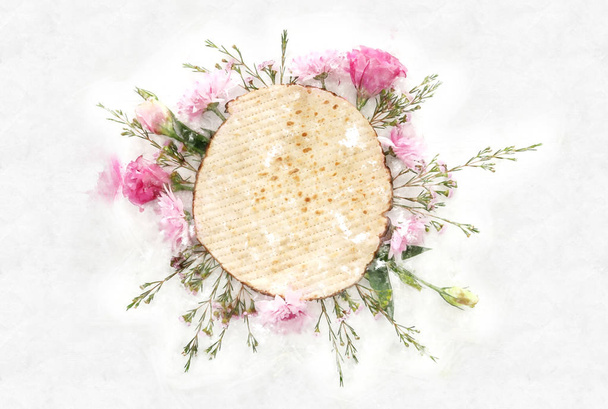 watercolor style and abstract image of Pesah celebration concept (jewish Passover holiday) - Foto, Bild