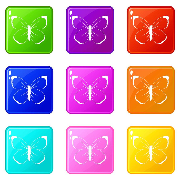 Butterfly icons 9 set - Vector, imagen