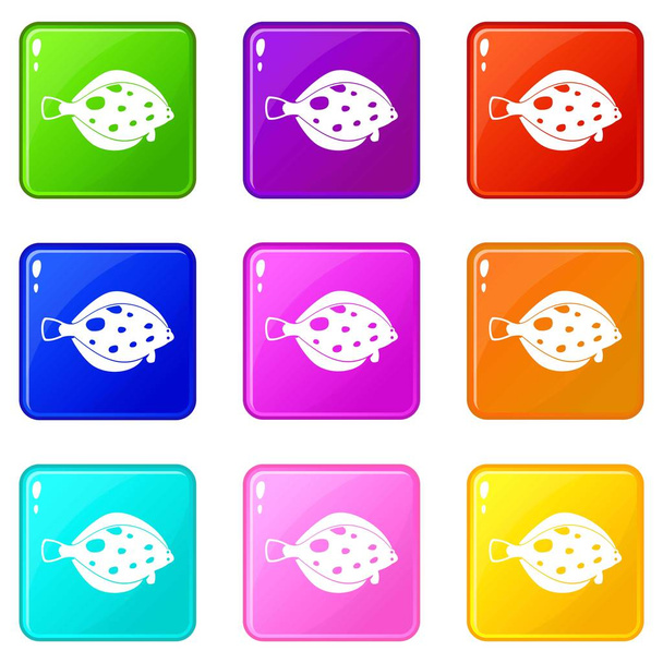 Fish icons 9 set - Διάνυσμα, εικόνα