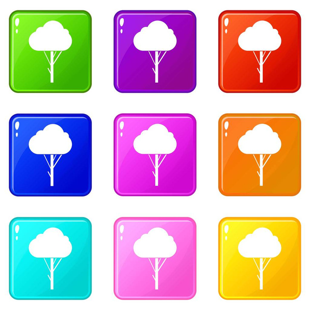 Tree icons 9 set - Vektör, Görsel