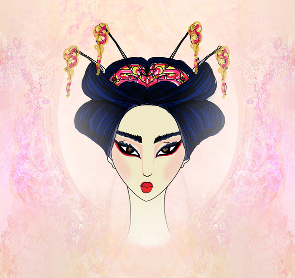Abstract Beautiful geisha Portrait - Foto, Imagem