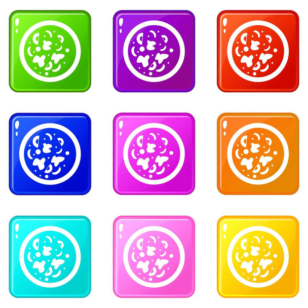 Asian hot dish icons 9 set - Vector, afbeelding