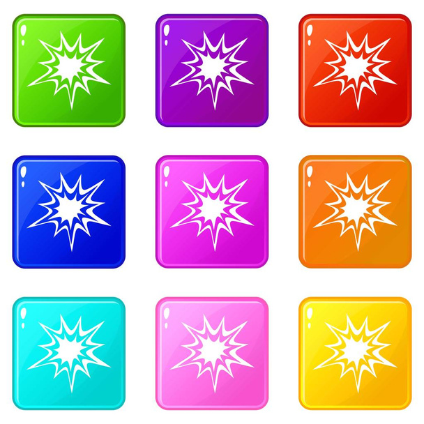 Heavy explosion icons 9 set - Vector, Image