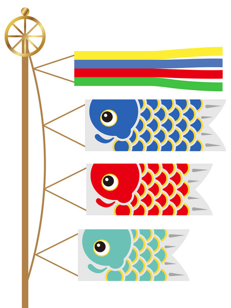 Vector illustration with carp streamers for the Japanese Kodomo no hi, the Boys Festival.  - Vector, Image