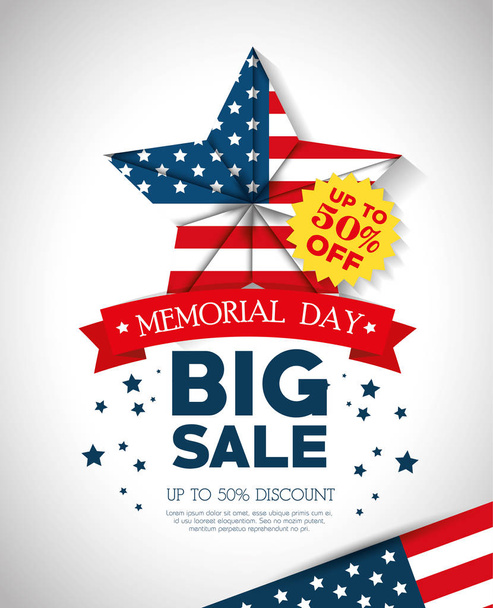 big sale commercial label for memorial day - Vector, Image