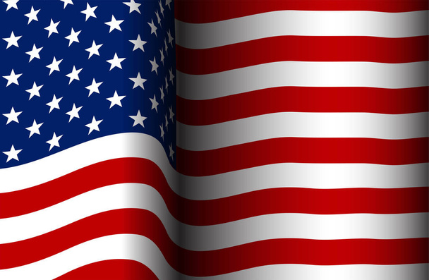 Amerikaanse vlag stroomt in de wind - Vector, afbeelding