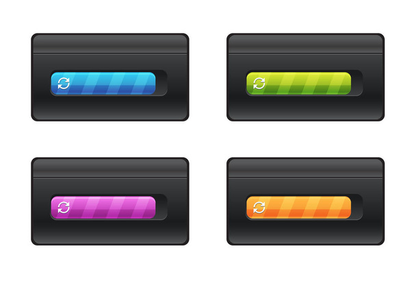 Progress bar and loading different colors on black background vector file. - Вектор,изображение