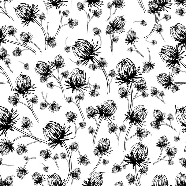 Floral seamless pattern, sketch for your design - Vector, afbeelding