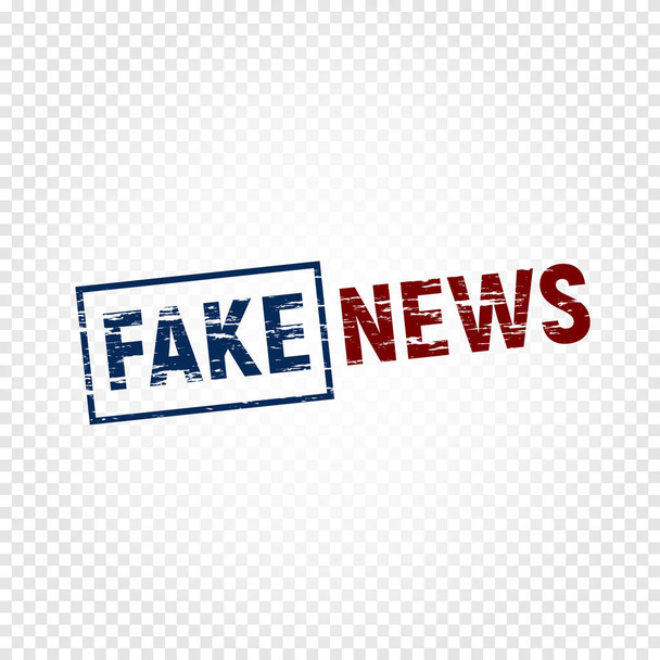 Fake News Presse. missbilligte Nachrichtenmarke mit Kratzern, Emblemschablone auf transparentem Hintergrund, falsche Vektor-Illustration. - Vektor, Bild