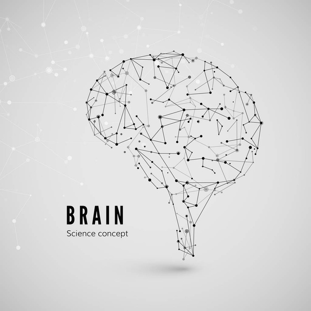 Graficzny koncepcja mózgu. Nauka i technologia tło. Mózg składa się z punktów, linii i trójkątów. Ilustracja wektorowa - Wektor, obraz