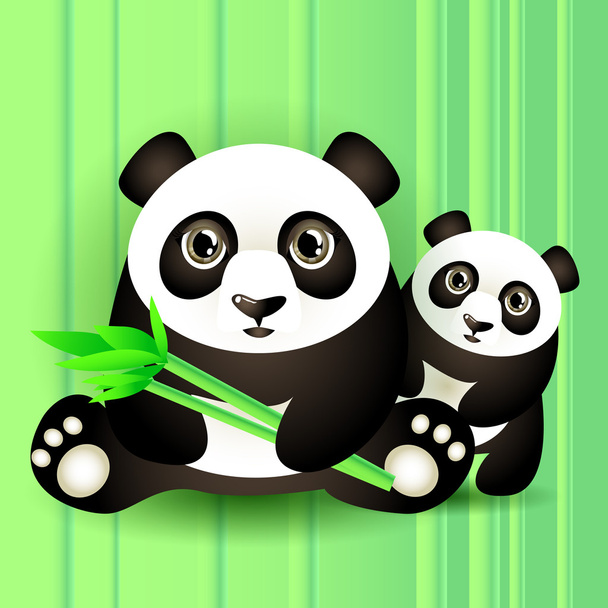 Two cute pandas. Vector illustration. - Vector, Image