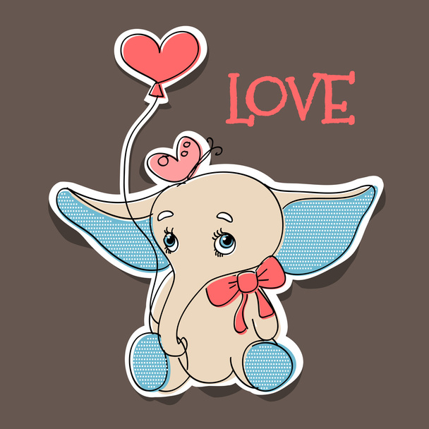 Elephant in love. Vector illustration. - Vector, Image