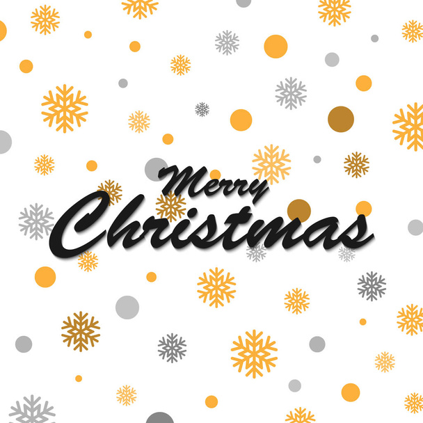  Gold glittering snowflakes and merry christmas lettering design - Vector, Image