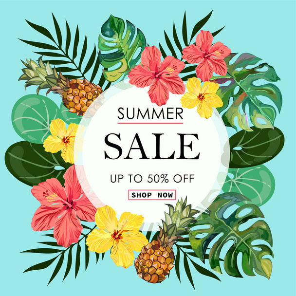 Summer Sale tropical Banner Background. - Vector, imagen