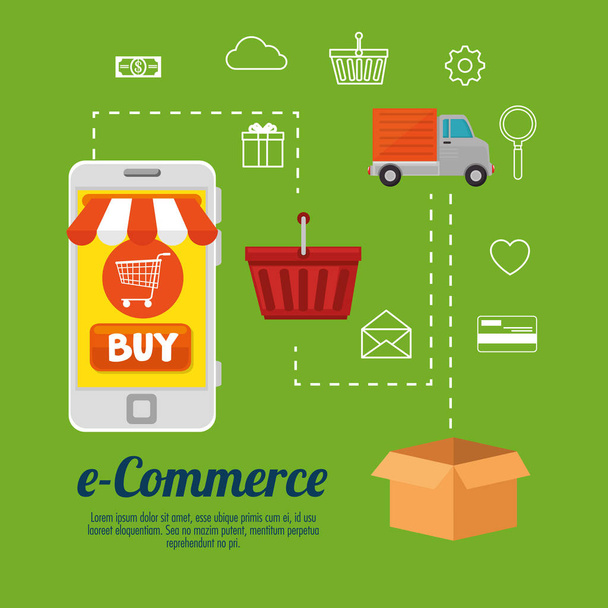 e commerce έννοια online αγορές - Διάνυσμα, εικόνα