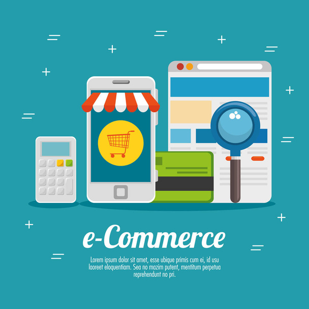 e commerce concept online shopping - Vector, Imagen