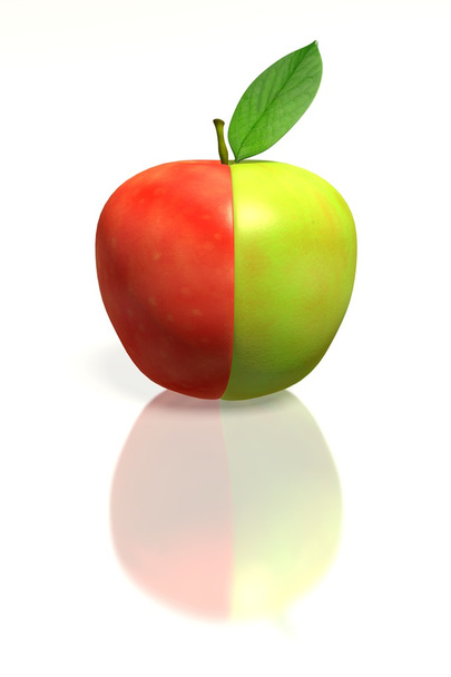 Apple puoliksi punainen - puoliksi vihreä
 - Valokuva, kuva