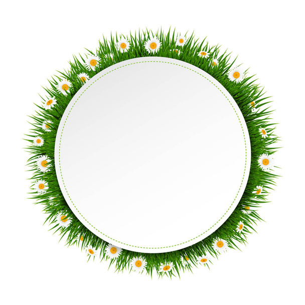 Banner Ball With Grass And Flower With Gradient Mesh, Vector Illustration - Vektori, kuva
