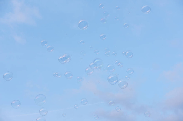 Bubbles on Blue sky with cloud - Foto, Imagen