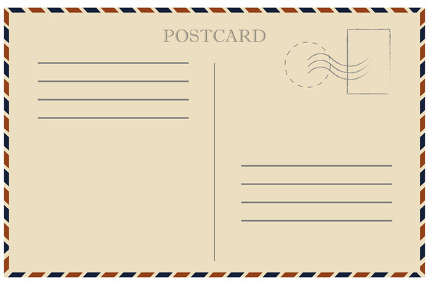 Vintage postcard. Old template. Retro airmail envelope with stamp - Fotó, kép